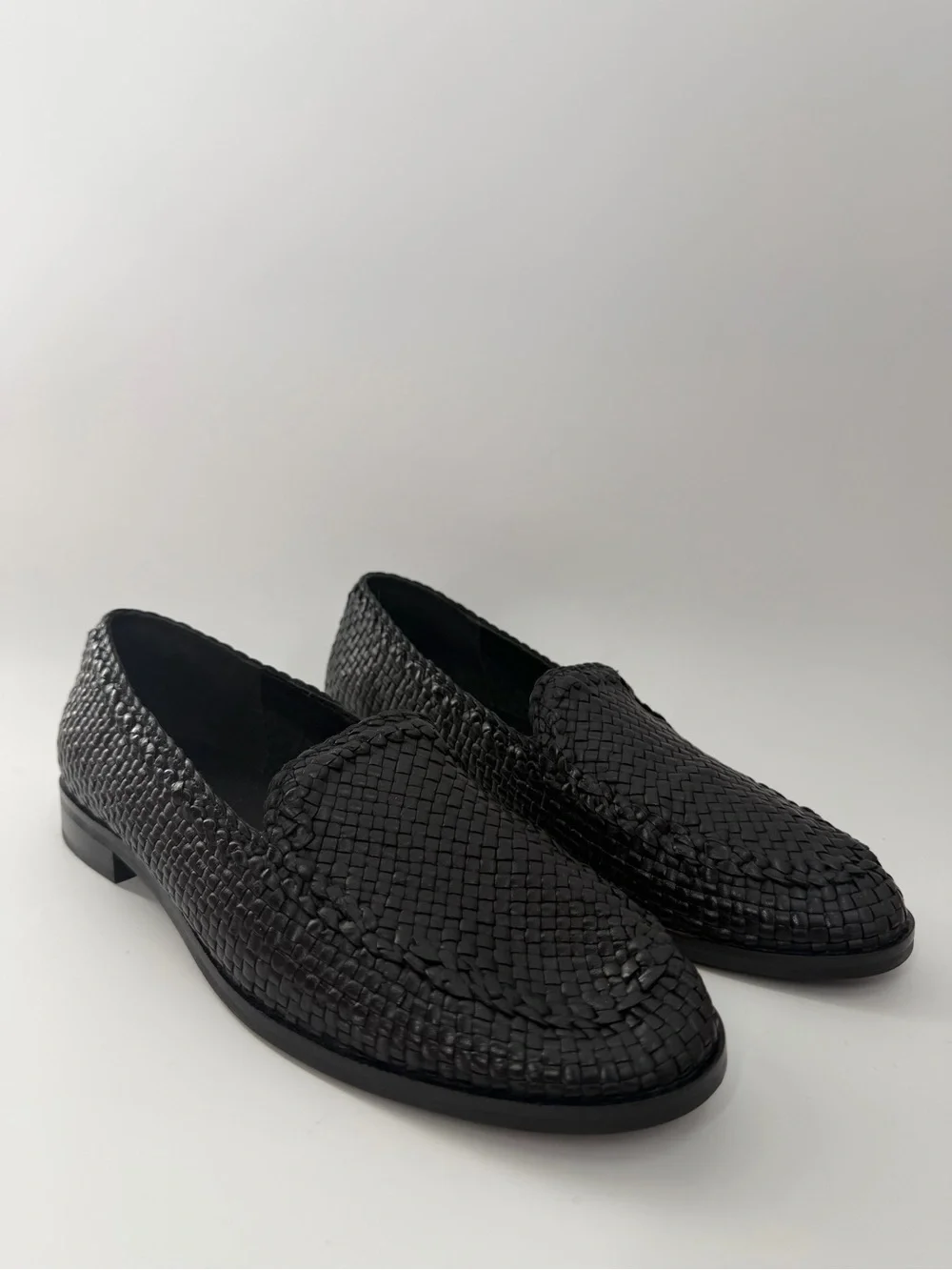Cos Hand Woven Leather Black Loafers
